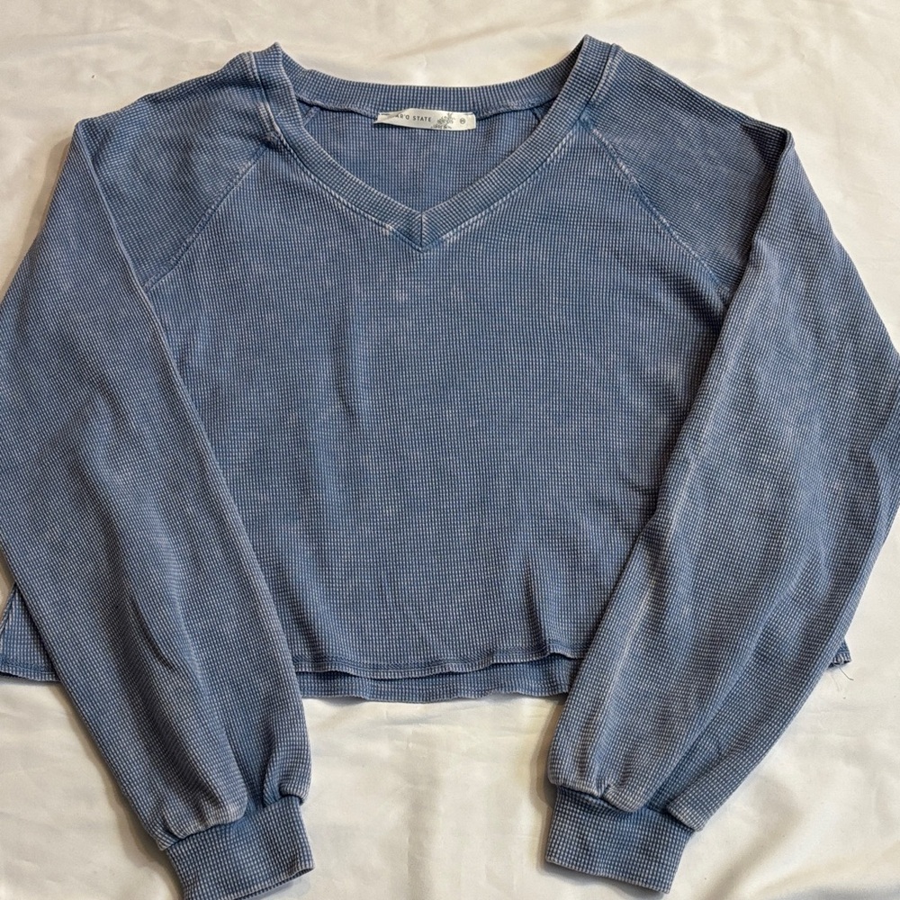 Altar'd State Blue Textured Knit Top